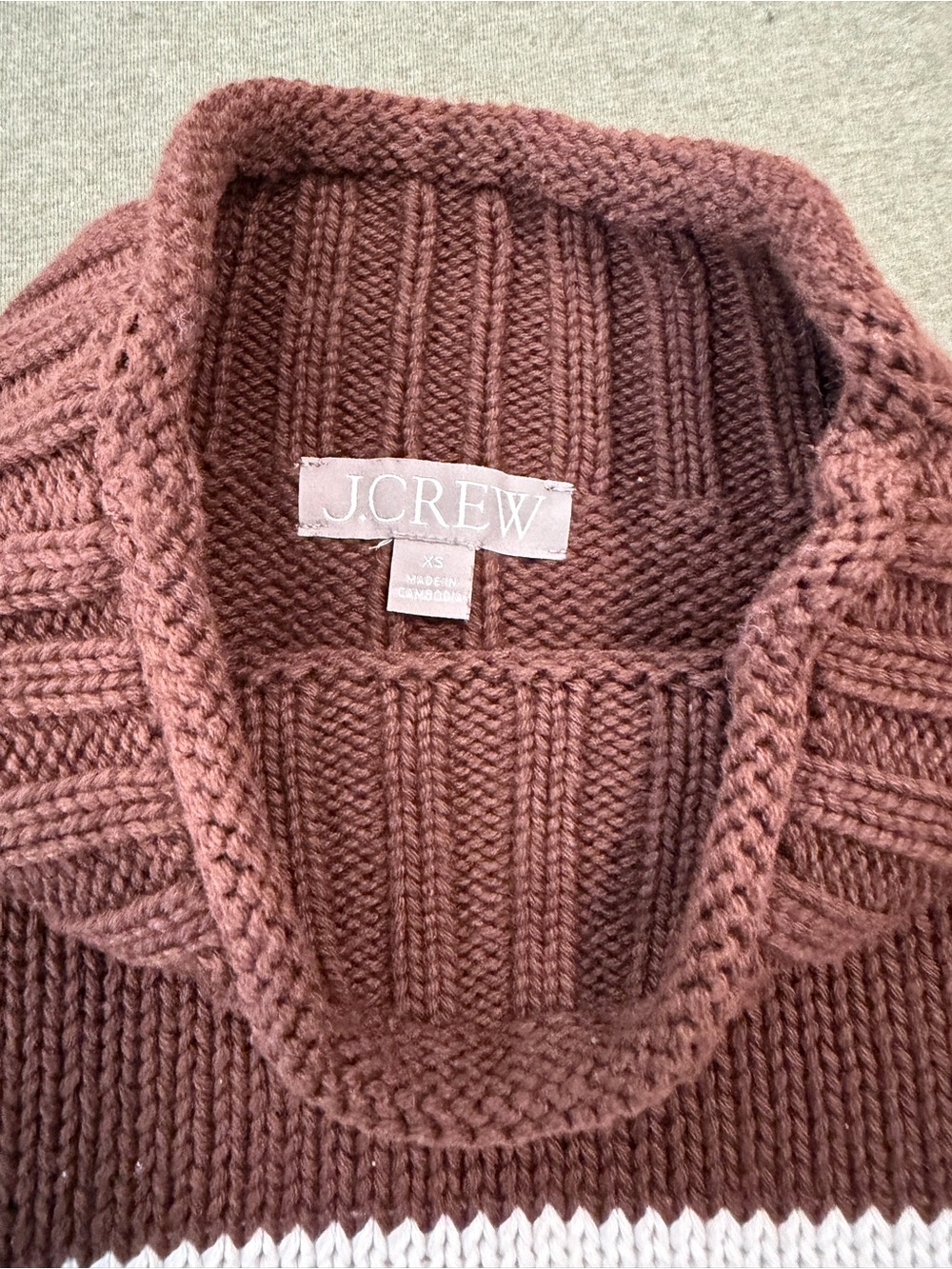 J. Crew Brown and White Striped Turtleneck Sweater - Picture 2 of 2